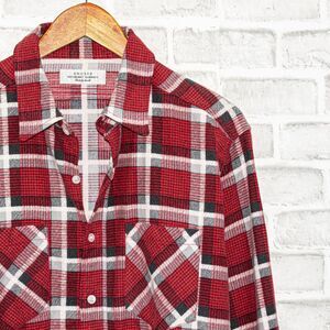 UNUSED Japan REFINEMENT GARMENTS Flannel Shirt Red Plaid Men's 4